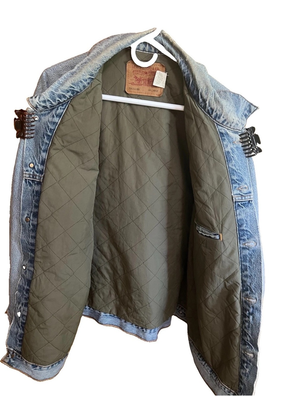 Vintage Levi’s 70613-0389 Denim Trucker Jacket XXL Quilt Lined Blanket Heavy USA